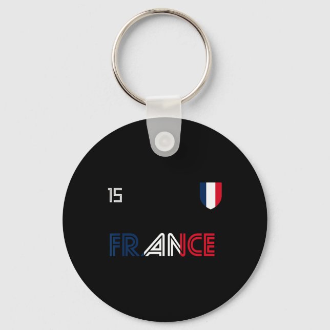 France Retro Soccer French Flag  Keychain (Front)