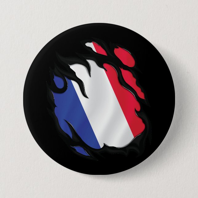 France Ripped Flag Button (Front)