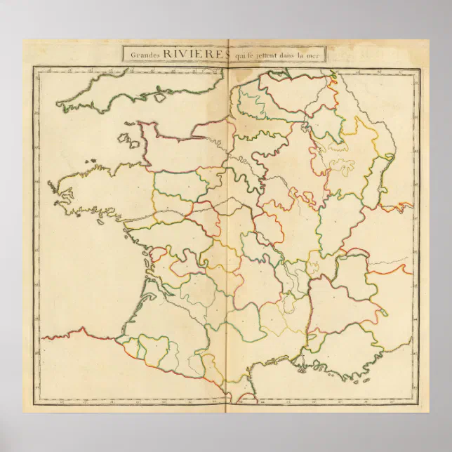 France Rivers Outline Poster | Zazzle
