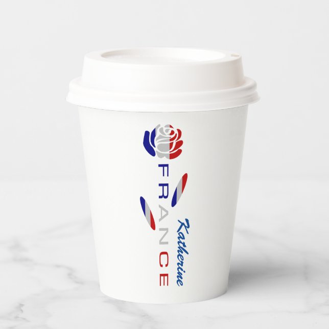 France Rose Flag Personalized  Paper Cups (Front)