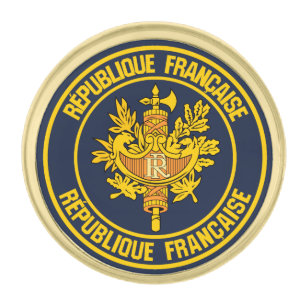 France Round Emblem Gold Finish Lapel Pin