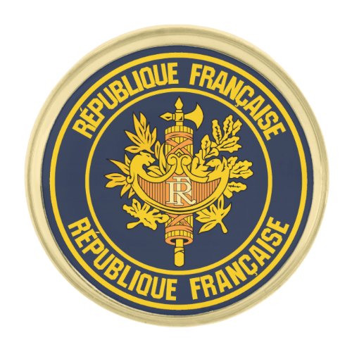 France Round Emblem Gold Finish Lapel Pin