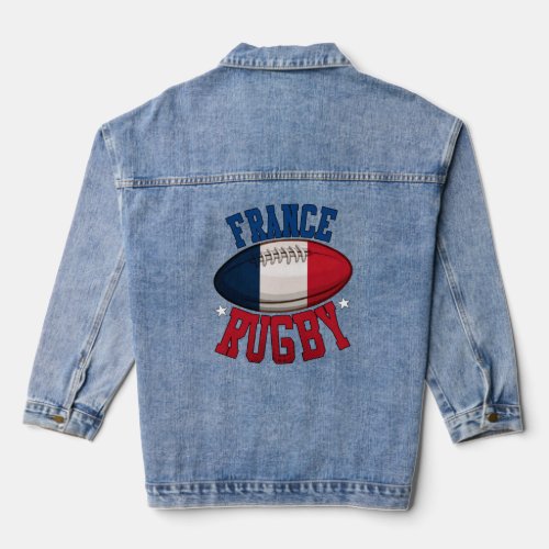 France Rugby Sports Player  French Fan  Denim Jacket