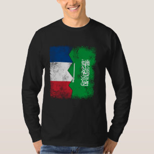 France Saudi Arabia Flags Half Saudi French Roots T-Shirt