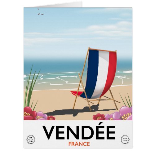 France seaside beach travel poster