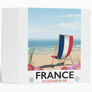 France seaside beach travel poster 3 ring binder