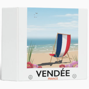 France seaside beach travel poster 3 ring binder