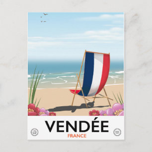 France seaside beach travel poster postcard