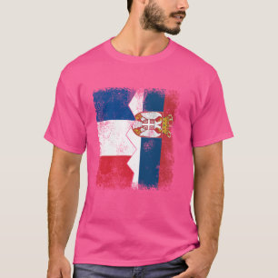 France Serbia Flags Half Serbian French Roots Vin T-Shirt