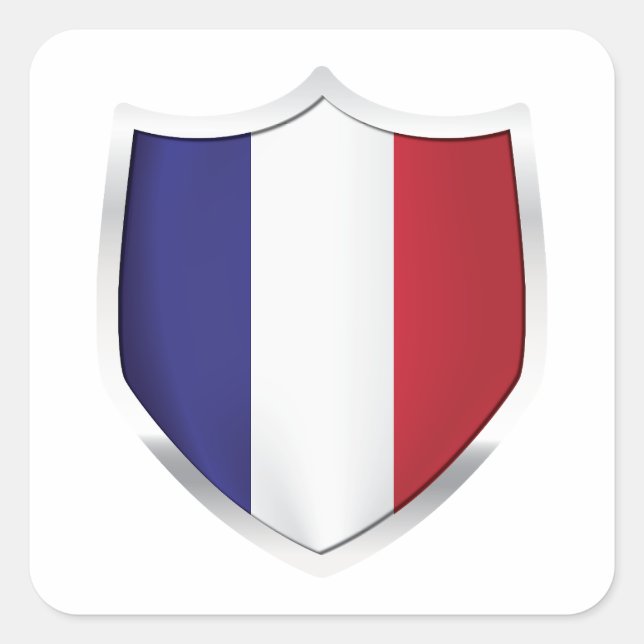France Silver Shield Flag Square Sticker (Front)