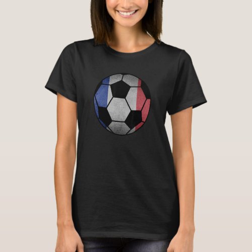France Soccer Ball Flag French Football Vintage T_Shirt