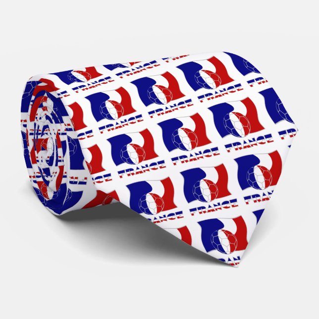 France Soccer Ball French Flag Personalized  Neck Tie (Rolled)