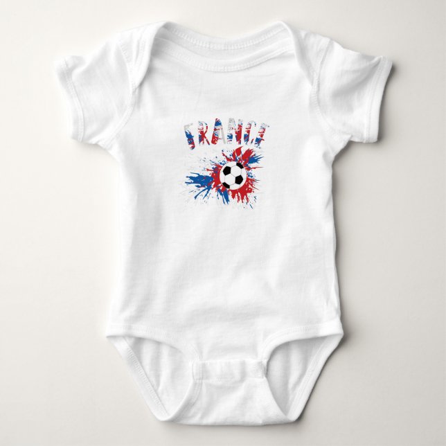 France Soccer Ball Grunge Flag Baby Bodysuit (Front)