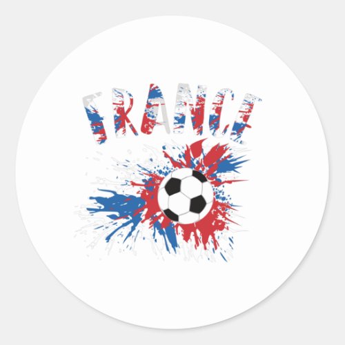 France Soccer Ball Grunge Flag Classic Round Sticker