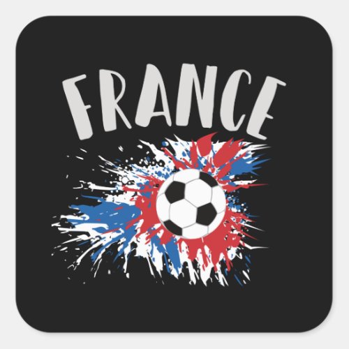 France Soccer Ball Grunge Flag Square Sticker