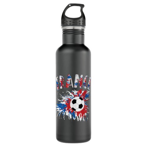 France Soccer Ball Grunge Flag Stainless Steel Water Bottle