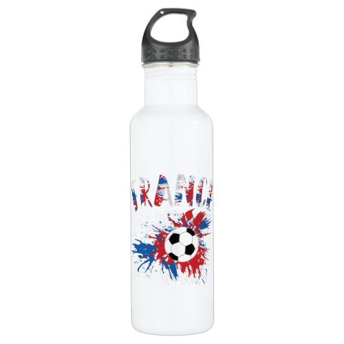 France Soccer Ball Grunge Flag Stainless Steel Water Bottle