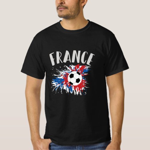France Soccer Ball Grunge Flag T_Shirt