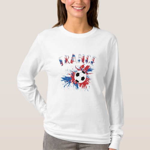 France Soccer Ball Grunge Flag T_Shirt