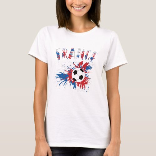 France Soccer Ball Grunge Flag T_Shirt