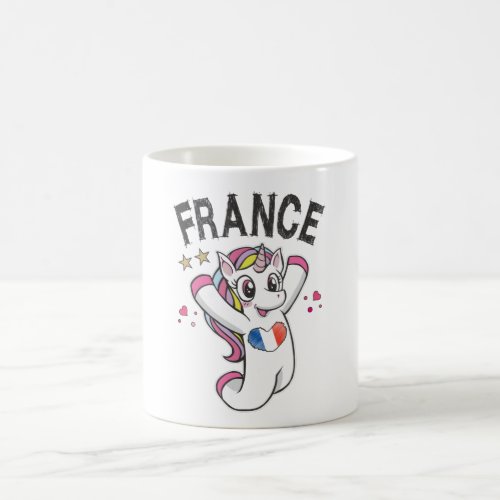 France Soccer Fan Unicorn with heart flag Coffee Mug