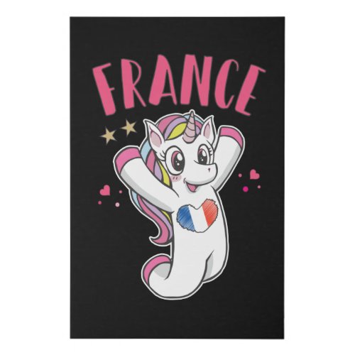 France Soccer Fan Unicorn with heart flag Faux Canvas Print