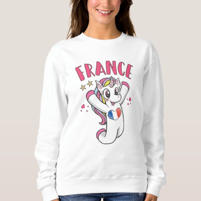 France Soccer Fan Unicorn with heart flag Sweatshi Sweatshirt (Front)