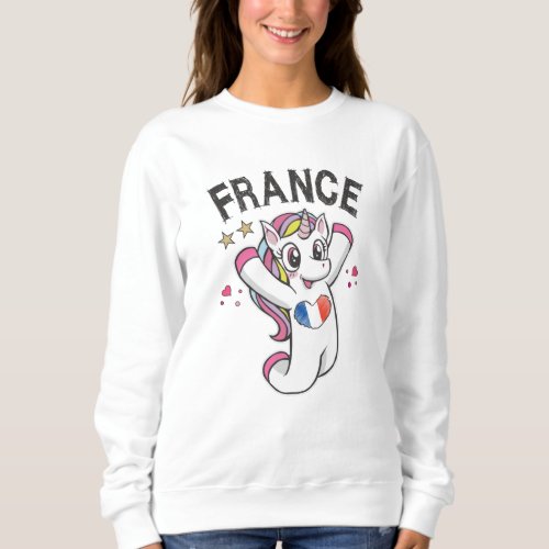 France Soccer Fan Unicorn with heart flag Sweatshirt