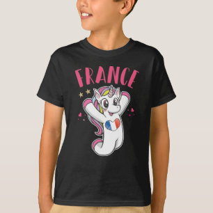 France Soccer Fan Unicorn with heart flag T-Shirt