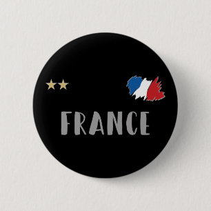 France Soccer Football Fan Shirt French Flag Button