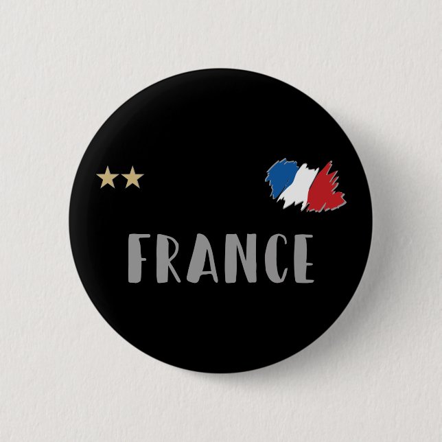 France Soccer Football Fan Shirt French Flag Button (Front)