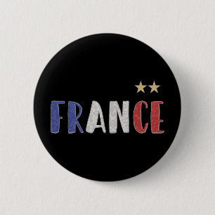 France Soccer Football Fan Shirt French Flag Button