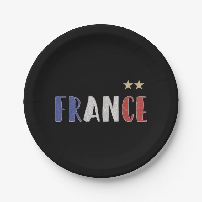 France Soccer Football Fan Shirt French Flag Paper Plates (Front)