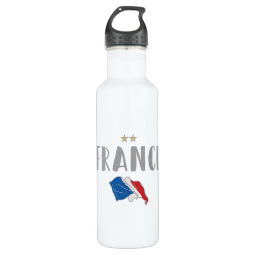 France Soccer Football Fan Shirt French Flag Stainless Steel Water Bottle