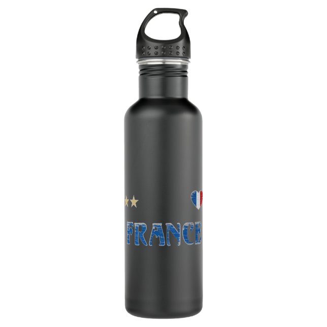 France Soccer Football Fan Shirt French Flag Stainless Steel Water Bottle (Front)