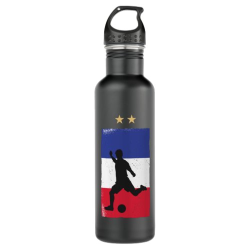 France Soccer Football Fan Shirt French Flag Stainless Steel Water Bottle
