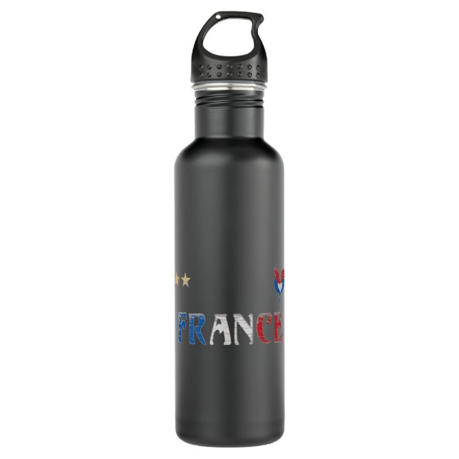 France Soccer Football Fan Shirt French Flag Stainless Steel Water Bottle (Front)