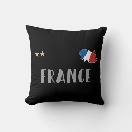 France Soccer Football Fan Shirt French Flag Throw Pillow