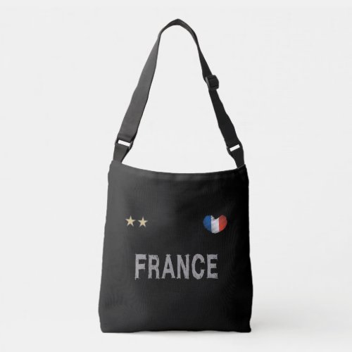France Soccer Football Fan Shirt Heart Crossbody Bag