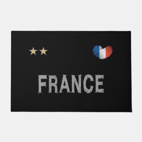 France Soccer Football Fan Shirt Heart Doormat
