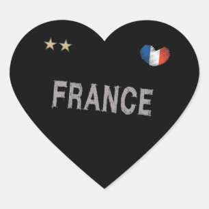 France Soccer Football Fan Shirt Heart Heart Sticker