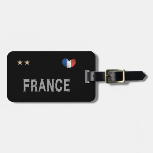 France Soccer Football Fan Shirt Heart Luggage Tag