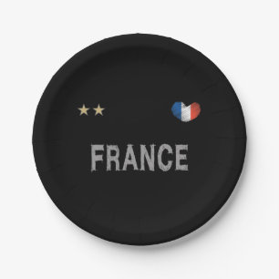 France Soccer Football Fan Shirt Heart Paper Plates