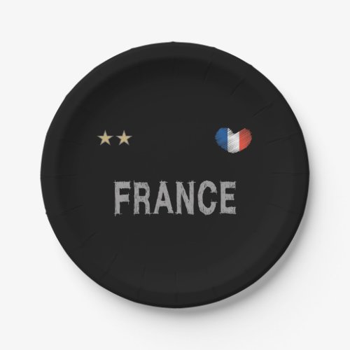 France Soccer Football Fan Shirt Heart Paper Plates