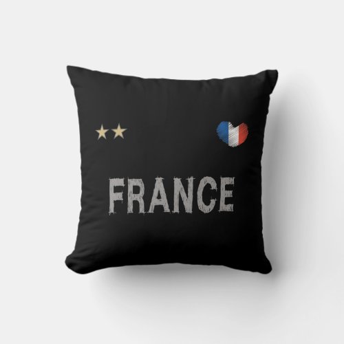 France Soccer Football Fan Shirt Heart Throw Pillow
