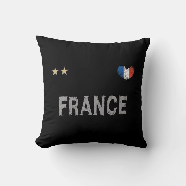 France Soccer Football Fan Shirt Heart Throw Pillow (Front)