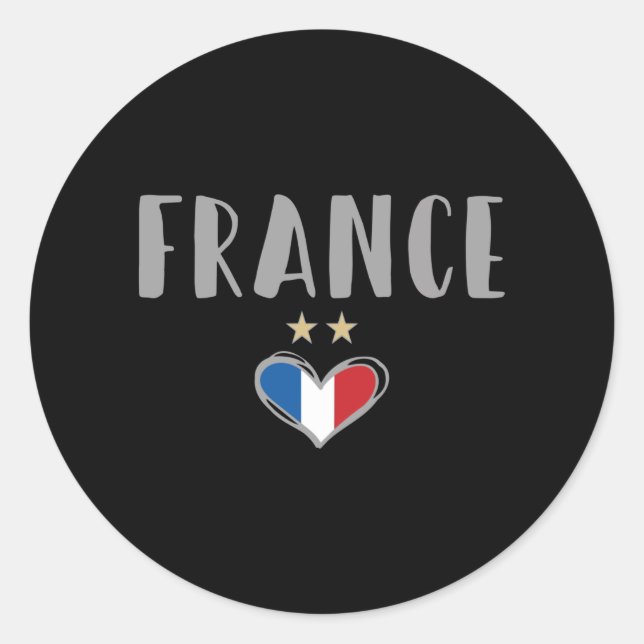 France Soccer Football Fan Shirt with Heart Classic Round Sticker (Front)