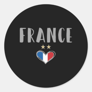 France Soccer Football Fan Shirt with Heart Classic Round Sticker