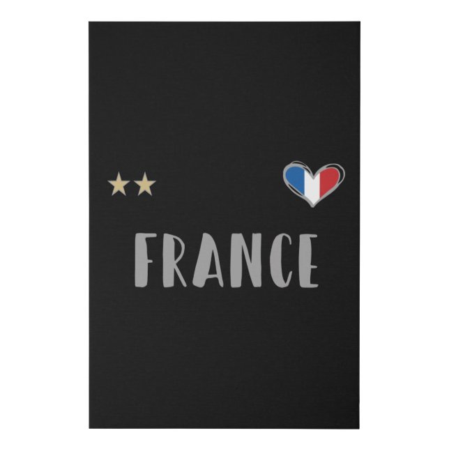 France Soccer Football Fan Shirt with Heart Faux Canvas Print (Front)