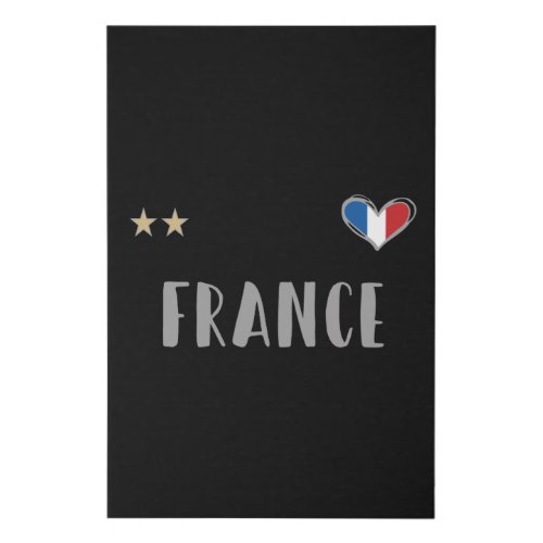France Soccer Football Fan Shirt with Heart Faux Canvas Print